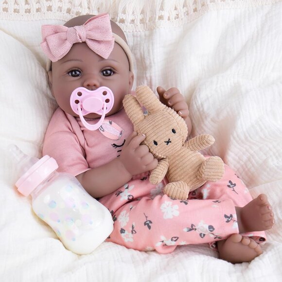 Other - 18Inch Realistic Black African American Newborn Baby Zuri Girl with a cloth Body